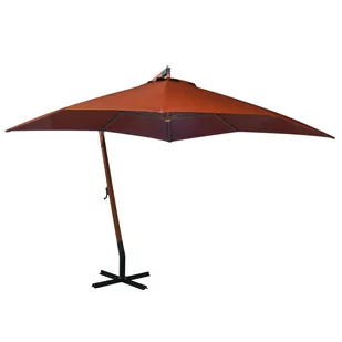 vidaXL Parasol ogrodowy wiszący na jodłowym słupku terakota 3x3 m 313777 - Parasole ogrodowe - miniaturka - grafika 2