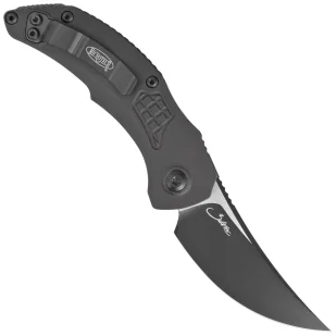 Nóż automatyczny Microtech Brachial Auto Black Alumunium, Black M390 by Bastinelli and Tony Marfione (268A-1T) - Noże - miniaturka - grafika 3