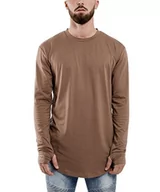 Koszulki męskie - Blackskies Okrągła koszulka z długim rękawem | długa koszulka oversize, moda basic, długi rękaw, męska koszulka z długim rękawem, różne kolory, brązowy, XL - miniaturka - grafika 1