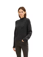 Swetry damskie - TOM TAILOR Denim Damski Sweter Basic ze stójką 1034311, 10522 - Shale Grey Melange, XL - miniaturka - grafika 1