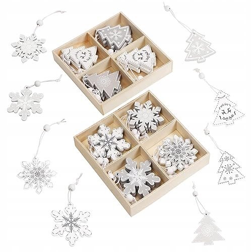 VOUS DREWNIANY SKANDYNAWSKI WISZĄCY ORNAMENT ZESTAW DEKORACJI CHOINKOWYCH