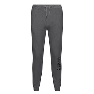DKNY Męskie spodnie wypoczynkowe z markowym nadrukiem nóg i sznurkami w kolorze szarym-100% bawełniane spodnie dresowe, szare, M, szary, M - Spodenki męskie - miniaturka - grafika 1