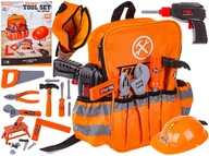 Mały majsterkowicz - Zestaw Narzędzi Z Plecakiem, Wiertarka Wkrętarka, Narzędzia, Kask, Akcesoria - miniaturka - grafika 1
