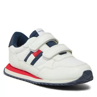 Buty dla chłopców - Sneakersy Tommy Hilfiger Flag Low Cut Velcro Sneaker T1B9-33129-0208 S White 100 - grafika 1