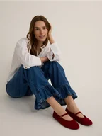 Moda i Uroda OUTLET - Reserved - Zamszowe baleriny z paskiem - czerwony - miniaturka - grafika 1