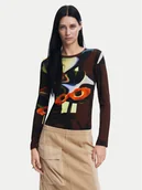 Bluzki damskie - Desigual Bluzka Dreamy 24WWTK47 Brązowy Slim Fit - miniaturka - grafika 1