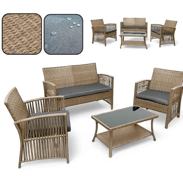 Ideal Garden Zestaw Mebli Ogrodowych Nm-02 Mtg Meble Ogrodowe Technorattan Naturalny