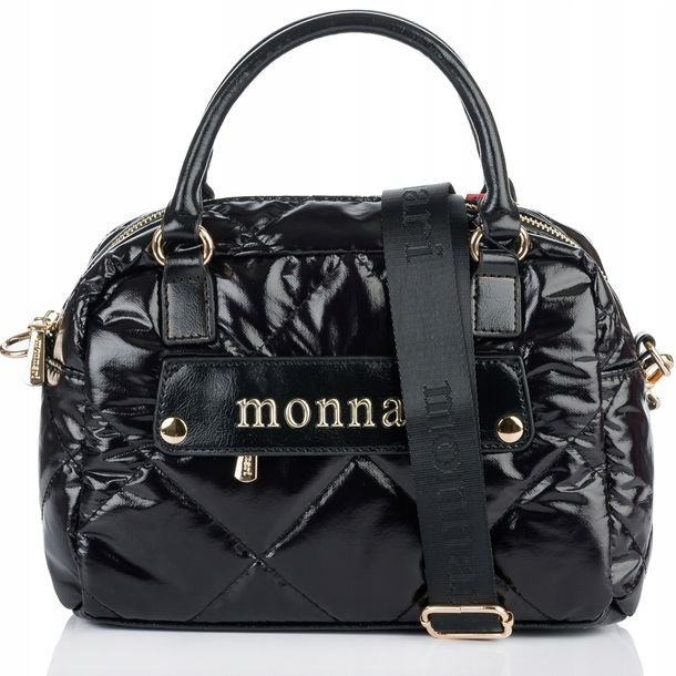 Torebka Damska Listonoszka MONNARI Pojemna KUFEREK Pikowana Lakierowana
