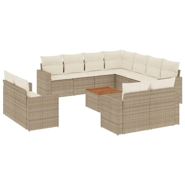 Zestaw mebli ogrodowych z rattanem PE, beżowy, wymiary: 62x62x69 cm, 55x62