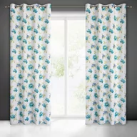 Zasłony - Lekka zasłona mikrofibra niebieskie kwiaty kółka ALMA - miniaturka - grafika 1