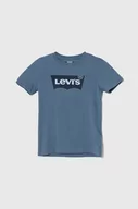Koszulki dla dziewczynek - Levi's t-shirt bawełniany dziecięcy kolor niebieski z nadrukiem - miniaturka - grafika 1