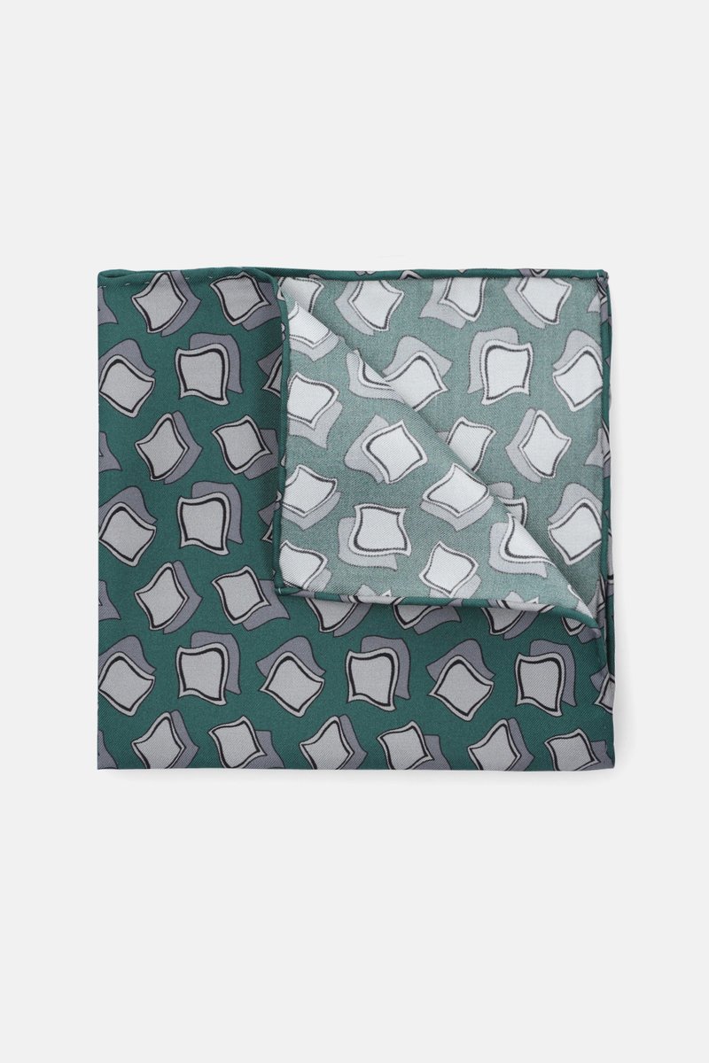 Poszetka Jedwabna Zielona Wzór