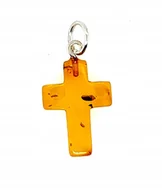 Wisiorki - Wisiorek srebrny z bursztynem ZAWIESZKA ze srebra krzyżyk koniakowy - miniaturka - grafika 1