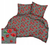 Pościel - pościel bawełna lux 200x220 + 2 poszewka B 308-1 urocze maki czerwono grafi - miniaturka - grafika 1
