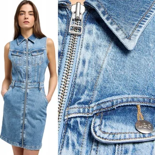 Lee UNIONALL DRESS Core Memory TRAPEZOWA JEANSOWA SUKIENKA BEZ RĘKAWÓW S - Sukienki - miniaturka - grafika 1