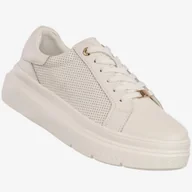Półbuty damskie - Sneakersy Damskie Skórzane Buty Na Platformie Półbuty Białe Filippo Biały 38 - miniaturka - grafika 1