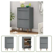 Szafki na buty - The Living Store Szafka na buty MOLDE Grey 59,5x35x103 cm lite drewno sosnowe - miniaturka - grafika 1