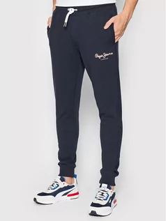 Spodnie sportowe męskie - Pepe Jeans Spodnie dresowe George PM211480 Granatowy Regular Fit - grafika 1