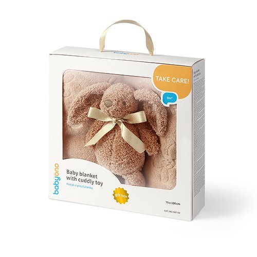 BOX PREZENTOWY Kocyk niemowlęcy i maskotka króliczek Babyono 0m+ boho beż
