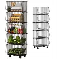 Wózki kuchenne - Półka Kuchenna Szafka Regał Na Kółkach Koszyki Mobilny Pięciopoziomowy - miniaturka - grafika 1