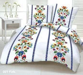 Pościel - Pościel z kory 140x200 Łowicka biało-niebieska wzór 222a - miniaturka - grafika 1