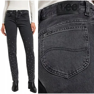 Lee RIDER JEANS czarne luźne zwężane damskie spodnie jeansowe DżETY W29 L33 - Spodnie damskie - miniaturka - grafika 1