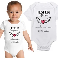 Body dla niemowląt - Body Dziecięce Białe NAJLEPSZA WIADOMOŚĆ Wzory 86 - miniaturka - grafika 1