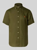 Koszule męskie - Koszula lniana o kroju custom fit z kołnierzykiem typu button down - miniaturka - grafika 1