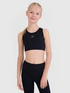 Biustonosze dla dziewczynek - 4F Stanik sportowy szybkoschnący dziewczęcy - czarny 164 (13-14 lat) - miniaturka - grafika 1