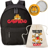 Torebki damskie - Zestaw Do Szkoły Czarny Plecak+Worek+Przypinka GARFIELD Szkolna Wyprawka - miniaturka - grafika 1