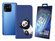 Etui i futerały do telefonów - ETUI Z KLAPKĄ DO XIAOMI REDMI 10C NIEBIESKI I WZÓR PANDA + SZKŁO OCHRONA - miniaturka - grafika 1