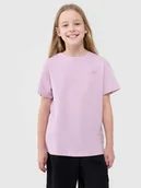 Koszulki dla dziewczynek - 4F T-shirt oversize gładki dziewczęcy - różowy 122 (6-7 lat) - miniaturka - grafika 1