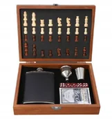 Piersiówki - Zestaw Piersiówka + Szachy + Karty + Kości do Gry - miniaturka - grafika 1