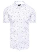 Koszule męskie - Koszula męska z krótkim rękawem biała Dstreet KX1034 - miniaturka - grafika 1