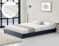 Łóżka - Łóżko tapicerowane z materacem z zimnej pianki i stelażem listwowym 140x200 cm łóżko z materacem ÖKO-TEX Standard 100 łóżko młodzieżowe imitacja skóry w kolorze ciemnoszarym Corium - miniaturka - grafika 1