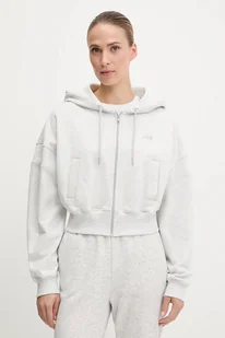 New Balance bluza bawełniana damska kolor szary z kapturem gładka WJ51506AHH - Bluzy damskie New Balance bluza bawełniana damska kolor szary z kapturem gładka WJ51506AHH - Bluzy damskie - miniaturka - grafika 1