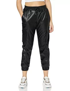 Spodnie damskie - Urban Classics Damskie spodnie cargo ze sztucznej skóry, czarny, 4XL - grafika 1