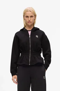 Karl Lagerfeld bluza bawełniana damska kolor czarny z kapturem z aplikacją A4W20048 - Bluzy damskie - miniaturka - grafika 1