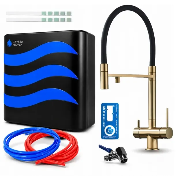 Filtr Do Wody System Podzlewozmywakowy Filtrujący Wodę Pitną Bateria Złota