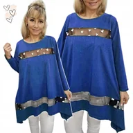 Bluzki damskie - PIĘKNA TUNIKA BAWEŁNA SERCE luźne biodra bluzka cyrkonie 50 52 5XL 6XL 3205 - miniaturka - grafika 1