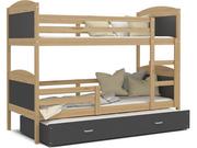 Łóżka dla dzieci i młodzieży - Łóżko piętrowe 190x80 sosna szary MATEUSZ 3 - miniaturka - grafika 1