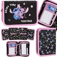 Piórniki - DISNEY Stitch Czarno-różowy piórnik dwuklapowy bez wyposażenia, ROZKŁADANY piórnik szkolny dla dziewczynki - miniaturka - grafika 1