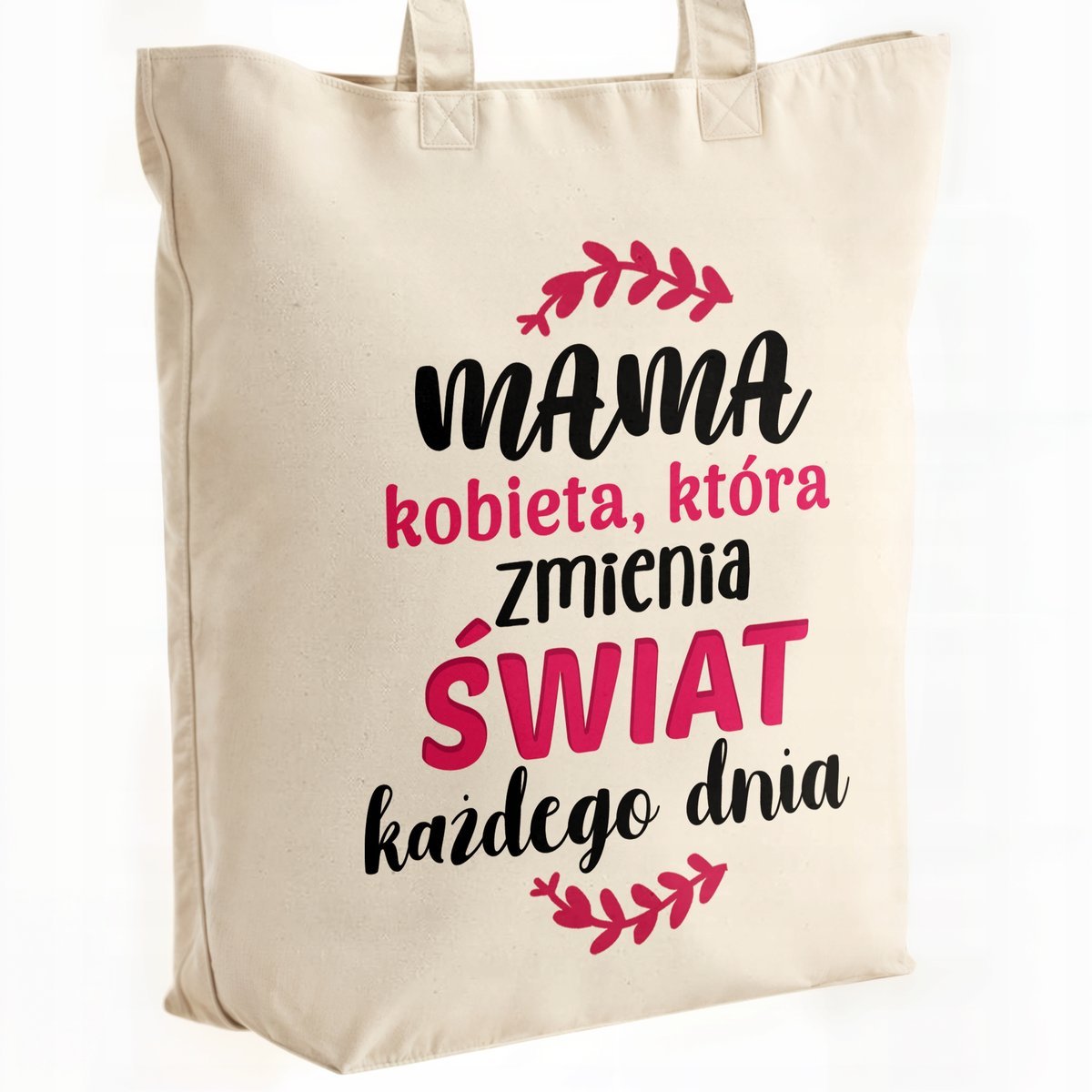 Torba bawełniana premium na zakupy Dzień Matki Prezent Zmienia Świat