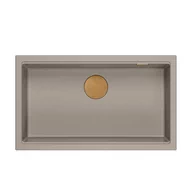 Zlewozmywaki - DASH 110 GraniteQ zlewozmywak soft taupe 76x44x23,5 cm 1-komorowy wpuszczany z syfonem manualnym miedziany - miniaturka - grafika 1