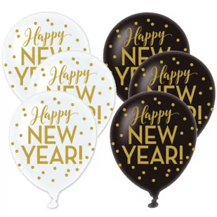 Amscan Balony lateksowe 6 szt. Happy New Year,27,5cm/11" 9902872 - Sylwester - miniaturka - grafika 1