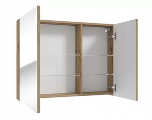 Szafka łazienkowa z lustrem 80 cm dąb evoke i szklanymi półkami Rietti - Szafki łazienkowe - miniaturka - grafika 1