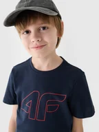 Koszulki dla chłopców - 4F T-shirt z nadrukiem chłopięcy - granatowy 164 (13-14 lat) - miniaturka - grafika 1