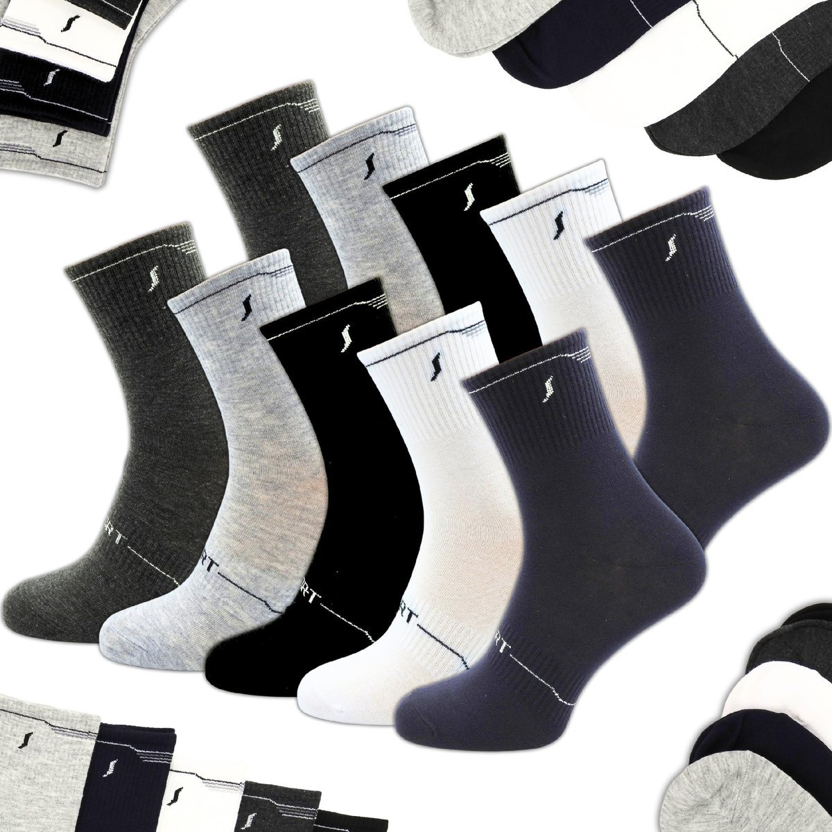 SKARPETY MĘSKIE BAWEŁNIANE ZESTAW SKARPETY DŁUGIE SPORTOWE 10 PAR 42-46