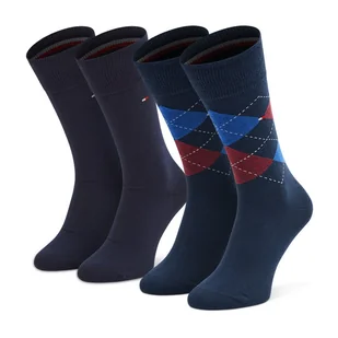 Zestaw 2 par wysokich skarpet męskich Tommy Hilfiger 100001495 Granatowy - Skarpetki męskie - miniaturka - grafika 1