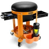 Wózki magazynowe - TABORET STOŁEK WARSZTATOWY MOBILNY Z SZUFLADAMI PÓŁKA OBROTOWY METALOWY SN6715 - miniaturka - grafika 1